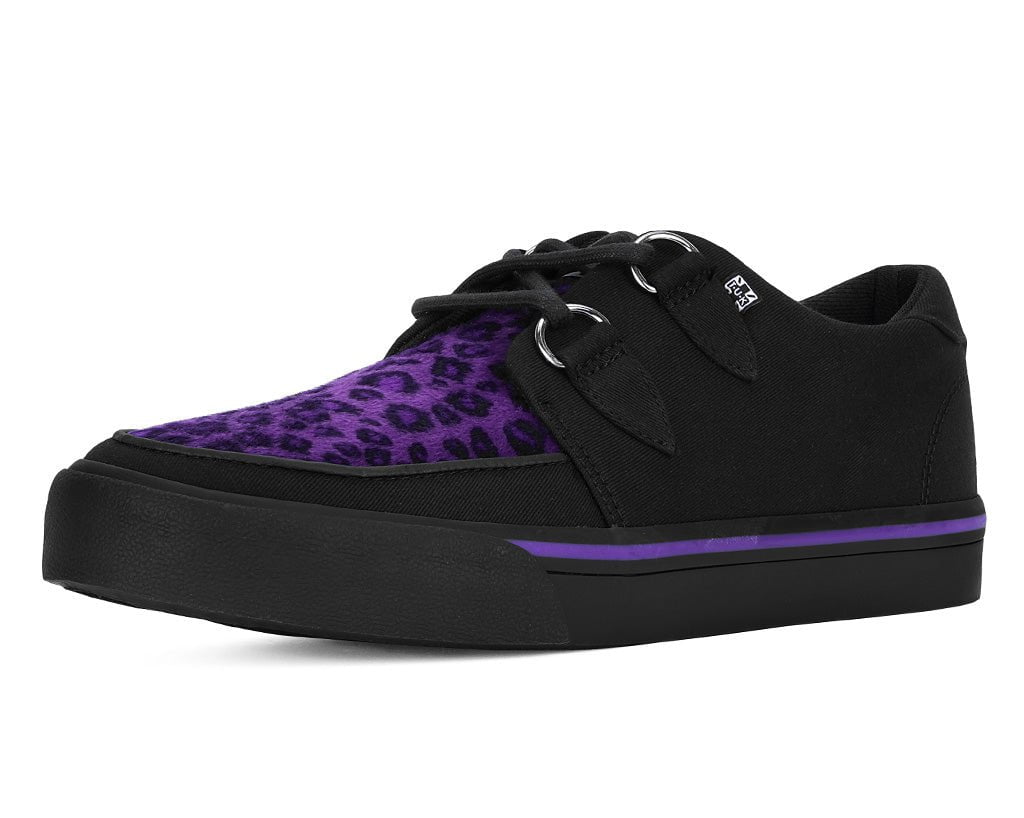 T.U.K. Shoes A9690 Black & Purple Leopard D-Ring Sneaker
