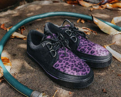 T.U.K. Shoes A9690 Black & Purple Leopard D-Ring Sneaker