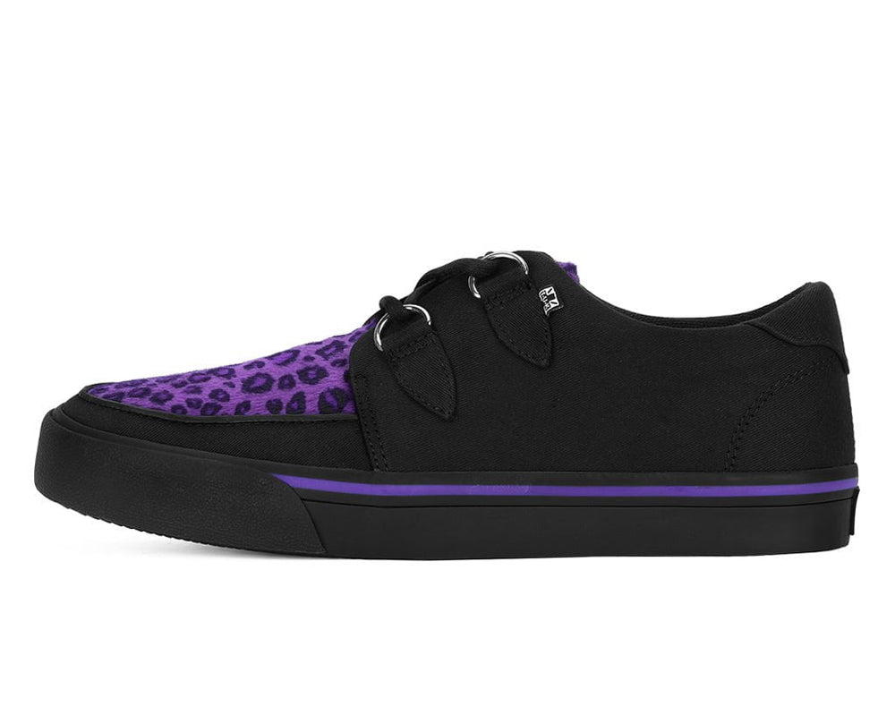 T.U.K. Shoes A9690 Black & Purple Leopard D-Ring Sneaker