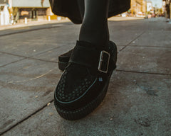 T.U.K. Shoes V3177L Black Suede Creeper Mule