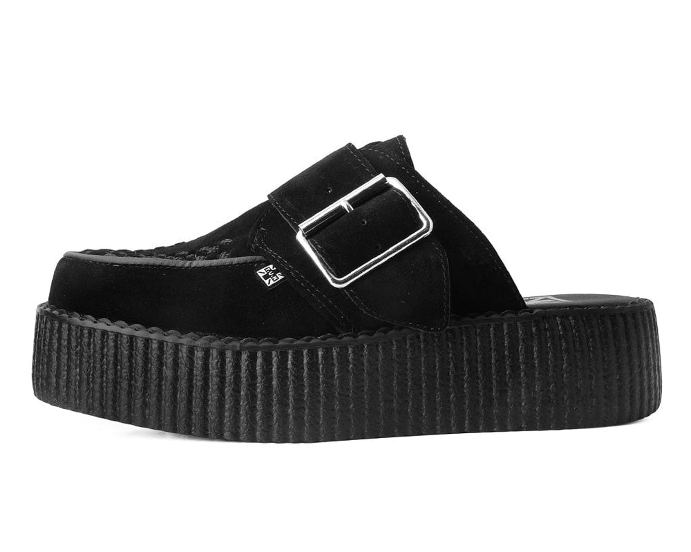 T.U.K. Shoes V3177L Black Suede Creeper Mule