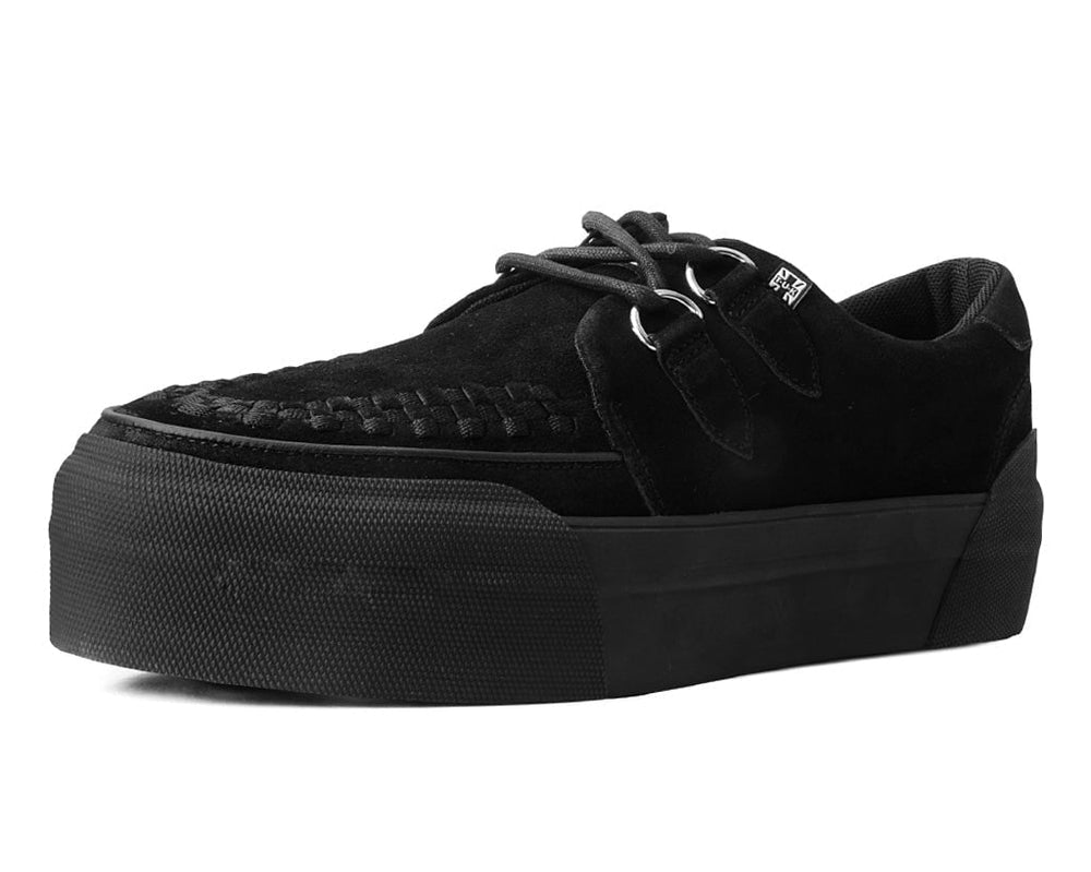 T.U.K. Shoes A3136 Black Suede Platform Creeper Sneaker