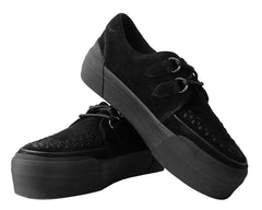T.U.K. Shoes A3136 Black Suede Platform Creeper Sneaker