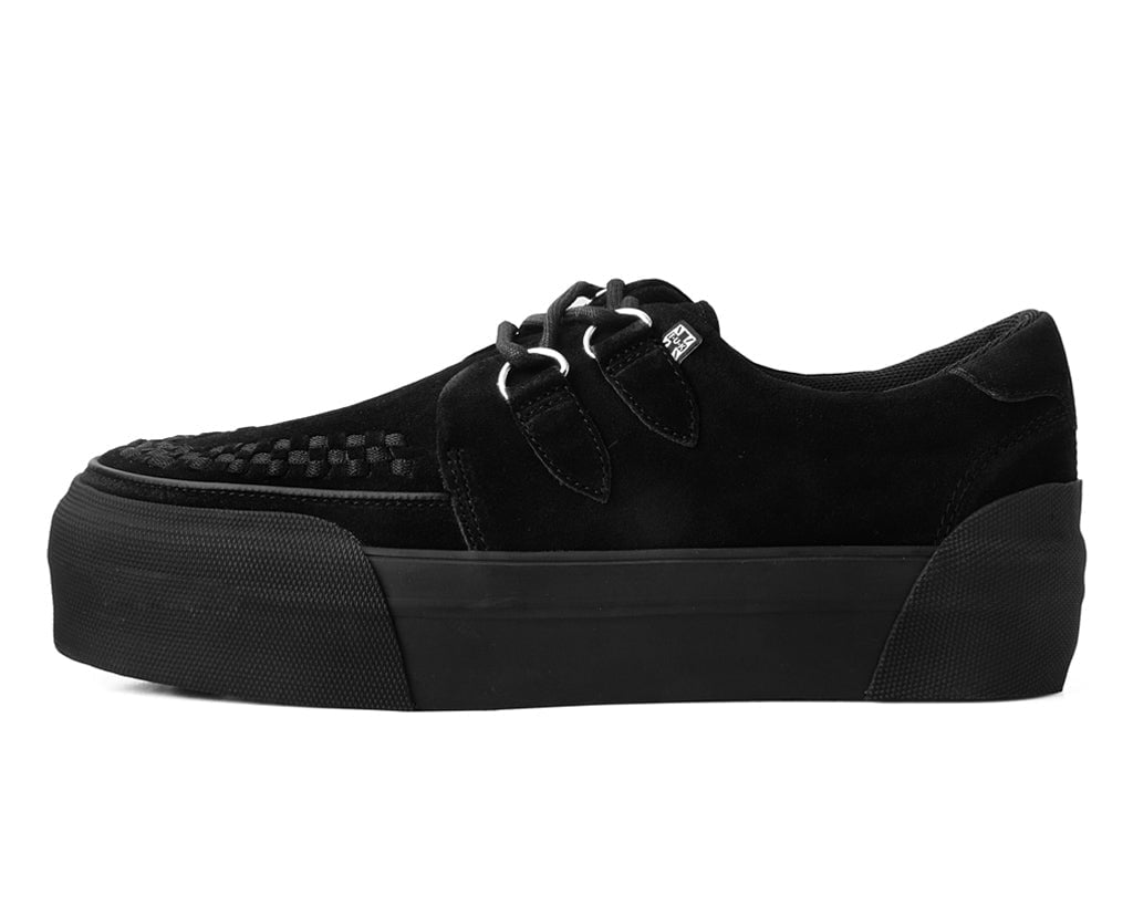 T.U.K. Shoes A3136 Black Suede Platform Creeper Sneaker