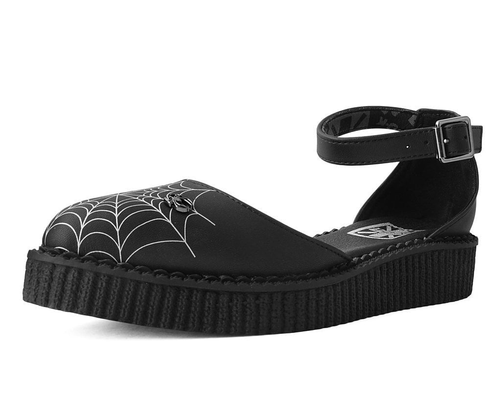 T.U.K. Shoes A9944L Black Pointed Spiderweb Glow Sandal