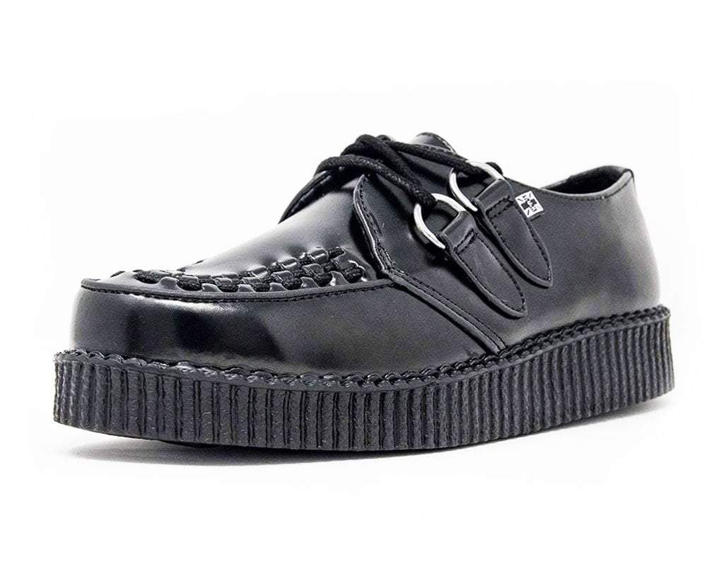 T.U.K. Shoes F6806 Black Leather Viva Low Creeper