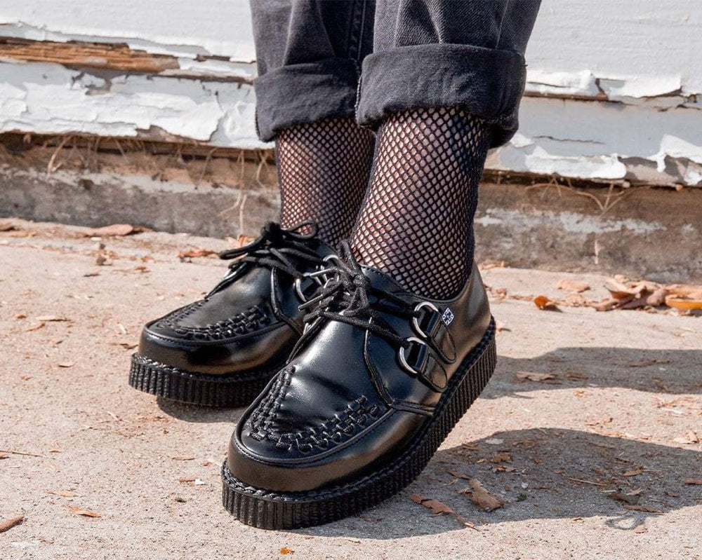 T.U.K. Shoes F6806 Black Leather Viva Low Creeper