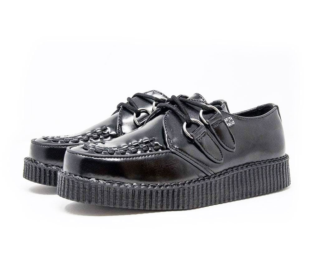 T.U.K. Shoes F6806 Black Leather Viva Low Creeper