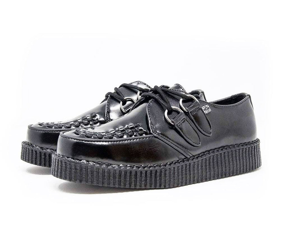 T.U.K. Shoes F6806 Black Leather Viva Low Creeper
