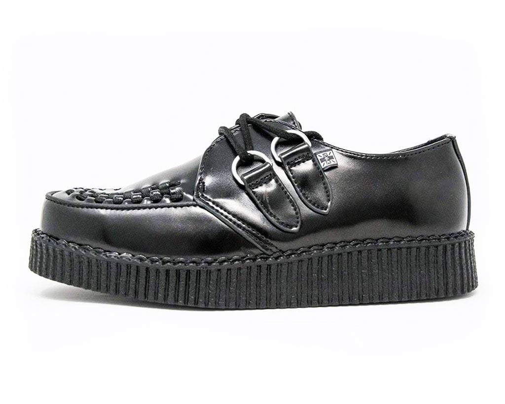 T.U.K. Shoes F6806 Black Leather Viva Low Creeper