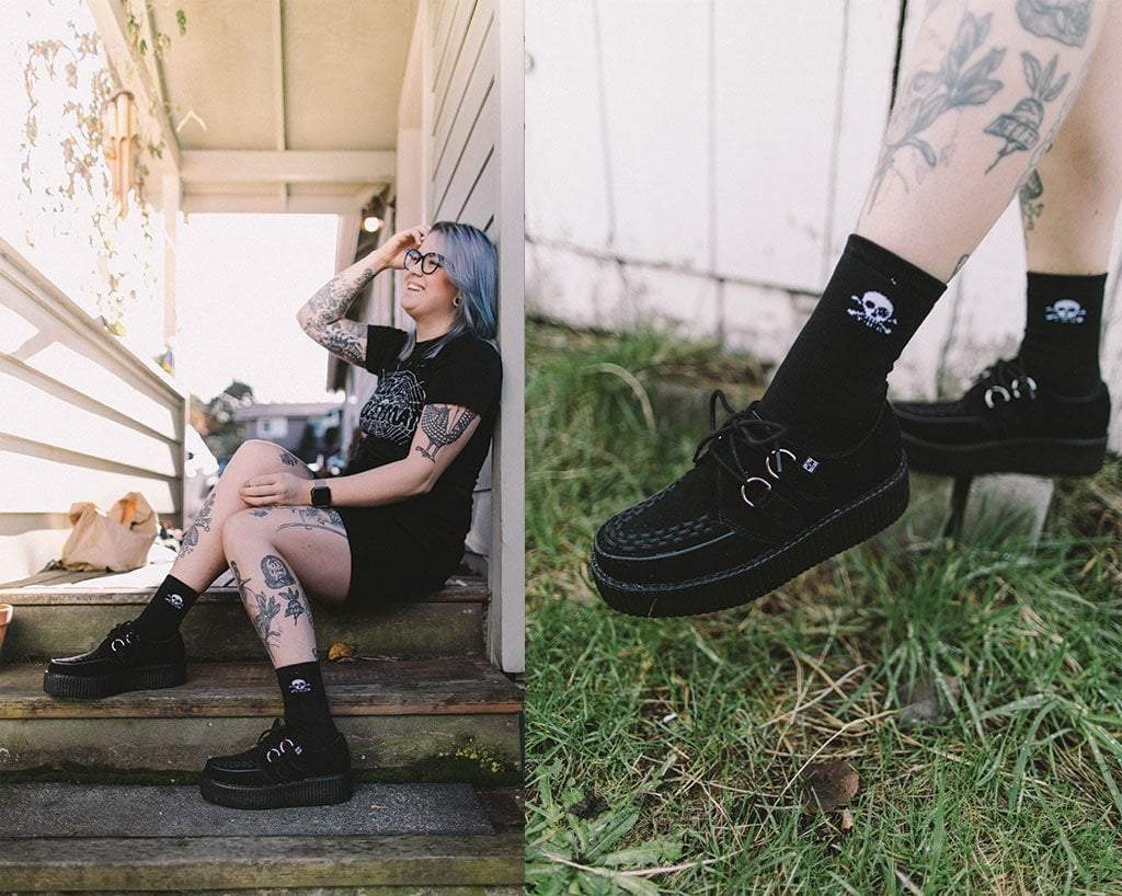 T.U.K. Shoes V7757 Black Suede Viva Mondo Creepers
