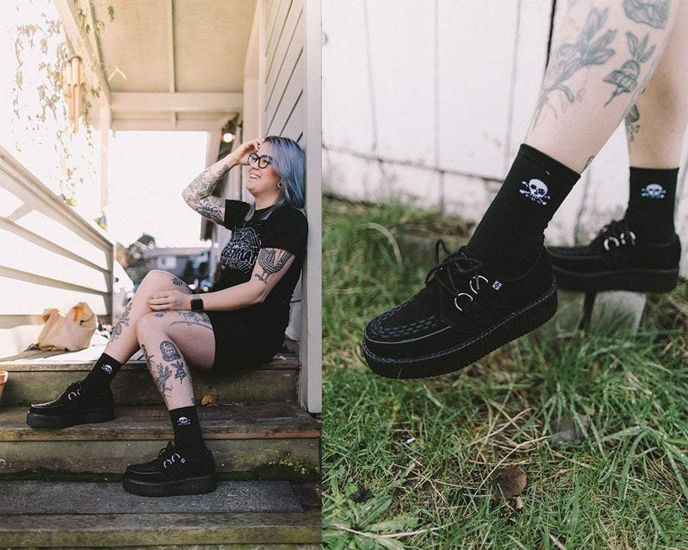 T.U.K. Shoes V7757 Black Suede Viva Mondo Creepers