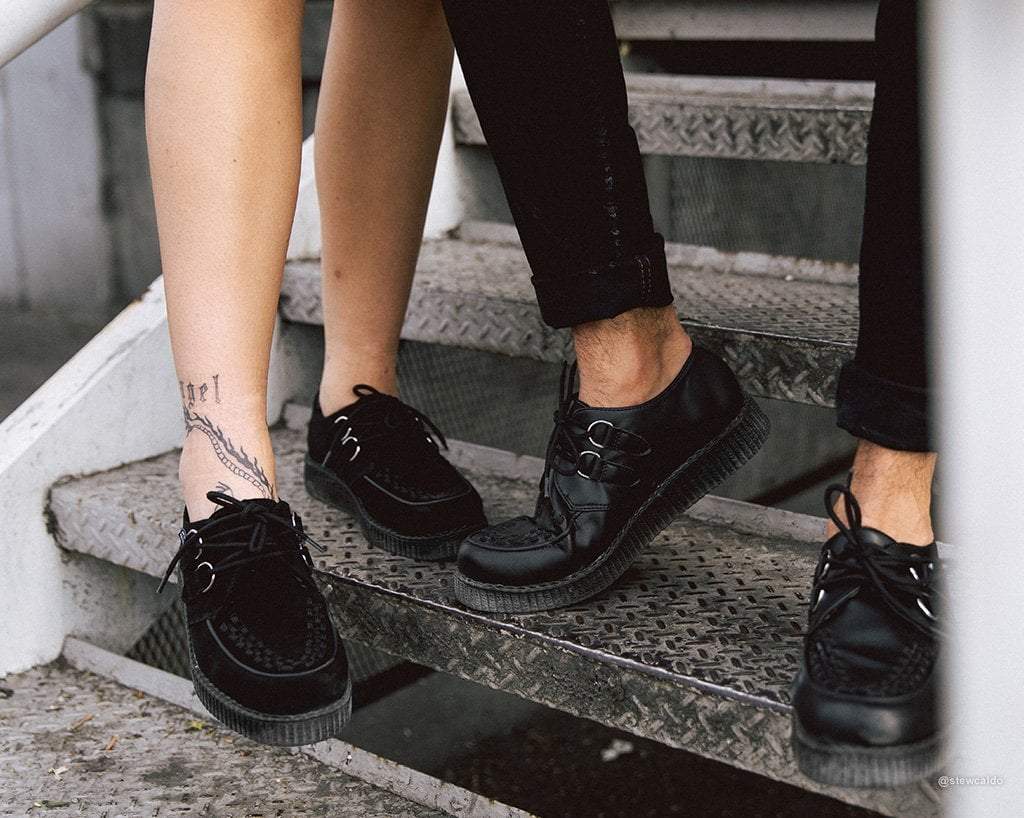T.U.K. Shoes F7270 Black Suede Viva Low Creeper