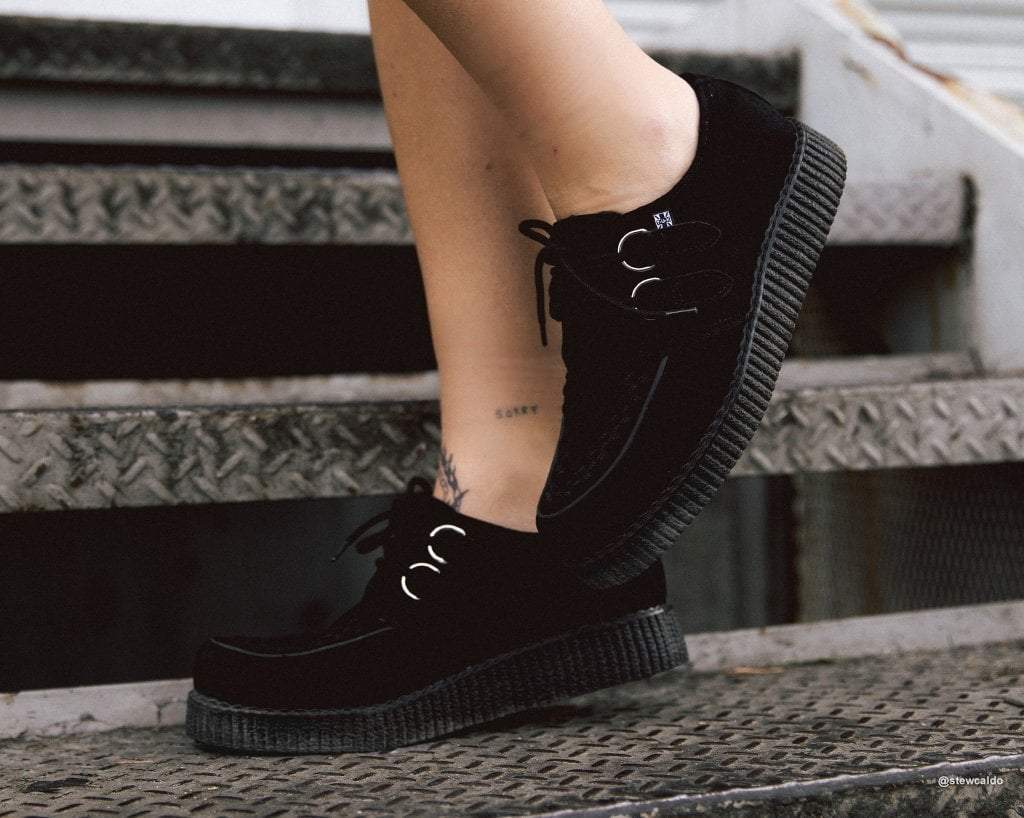 T.U.K. Shoes F7270 Black Suede Viva Low Creeper