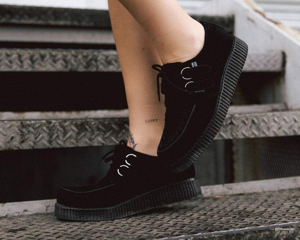 T.U.K. Shoes F7270 Black Suede Viva Low Creeper