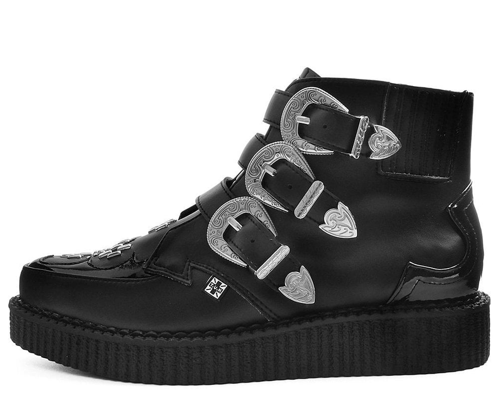 T.U.K. Shoes A9413 Black TUKskin™ Western Buckle Pointed Boot