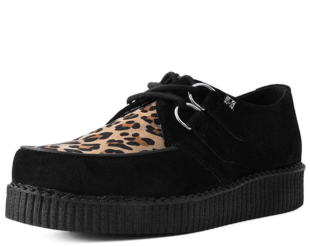 T.U.K. Shoes F8142 Black & Leopard Viva Low Creeper