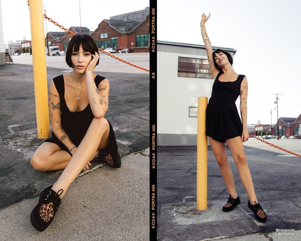 T.U.K. Shoes F8142 Black & Leopard Viva Low Creeper