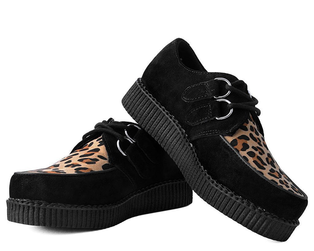 T.U.K. Shoes F8142 Black & Leopard Viva Low Creeper