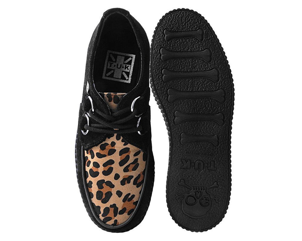 T.U.K. Shoes F8142 Black & Leopard Viva Low Creeper