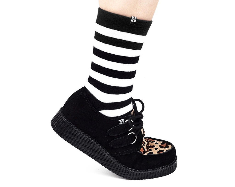 T.U.K. Shoes F8142 Black & Leopard Viva Low Creeper