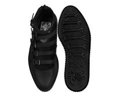 T.U.K. Shoes A9417L Black TUKskin™ Multi-Strap Pointed Mary Jane Creeper
