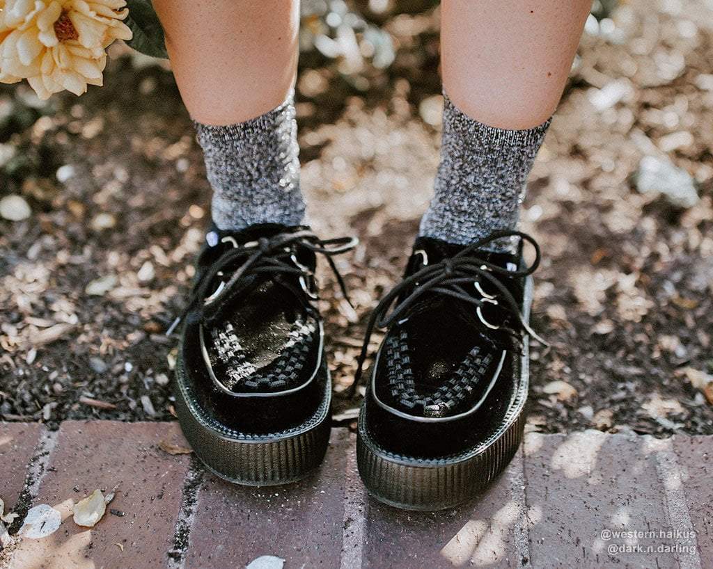 T.U.K. Shoes V9492 Black Velvet Viva Mondo Creeper