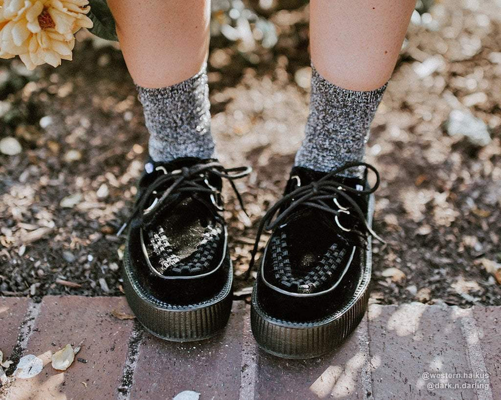 T.U.K. Shoes V9492 Black Velvet Viva Mondo Creeper