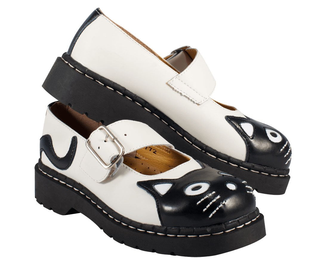 T.U.K. Shoes T2006 Black & White Kitty Mary Jane