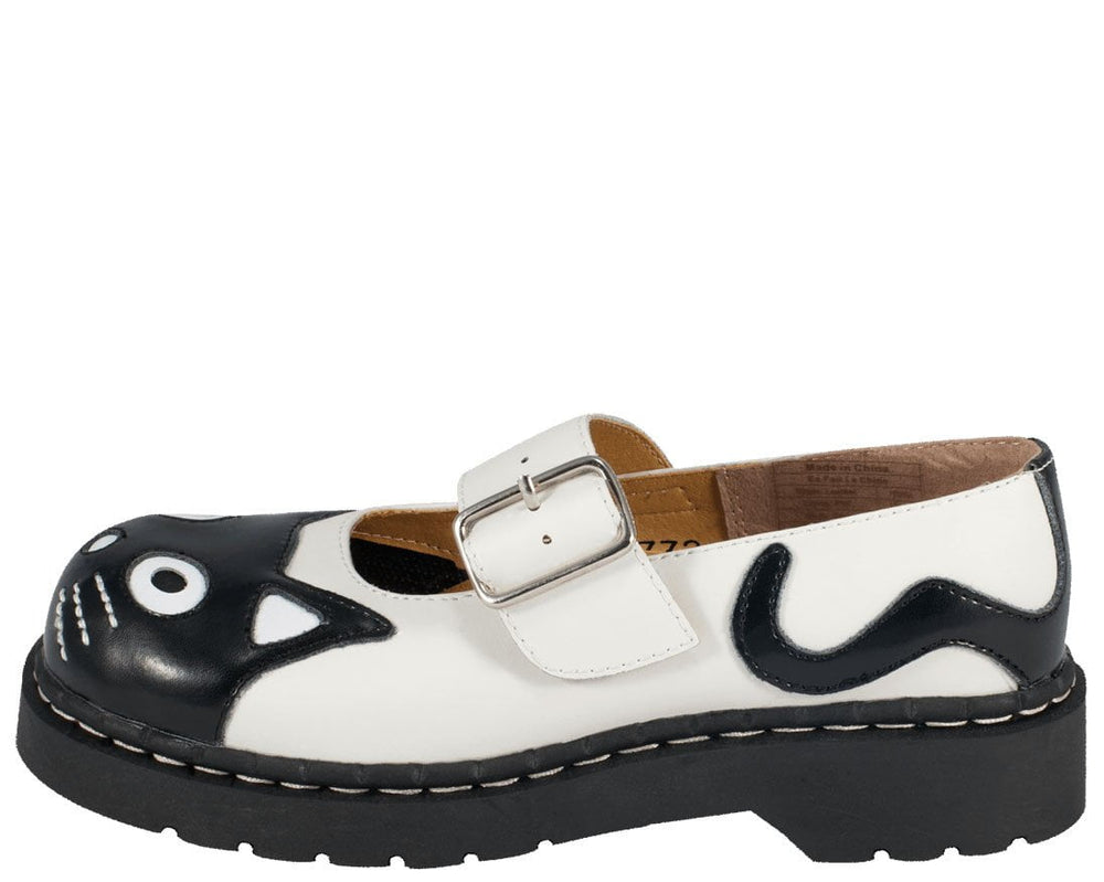 T.U.K. Shoes T2006 Black & White Kitty Mary Jane