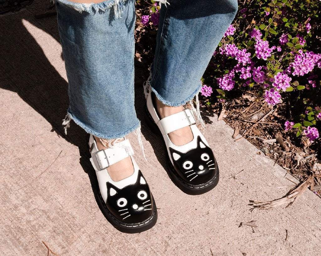 T.U.K. Shoes T2006 Black & White Kitty Mary Jane