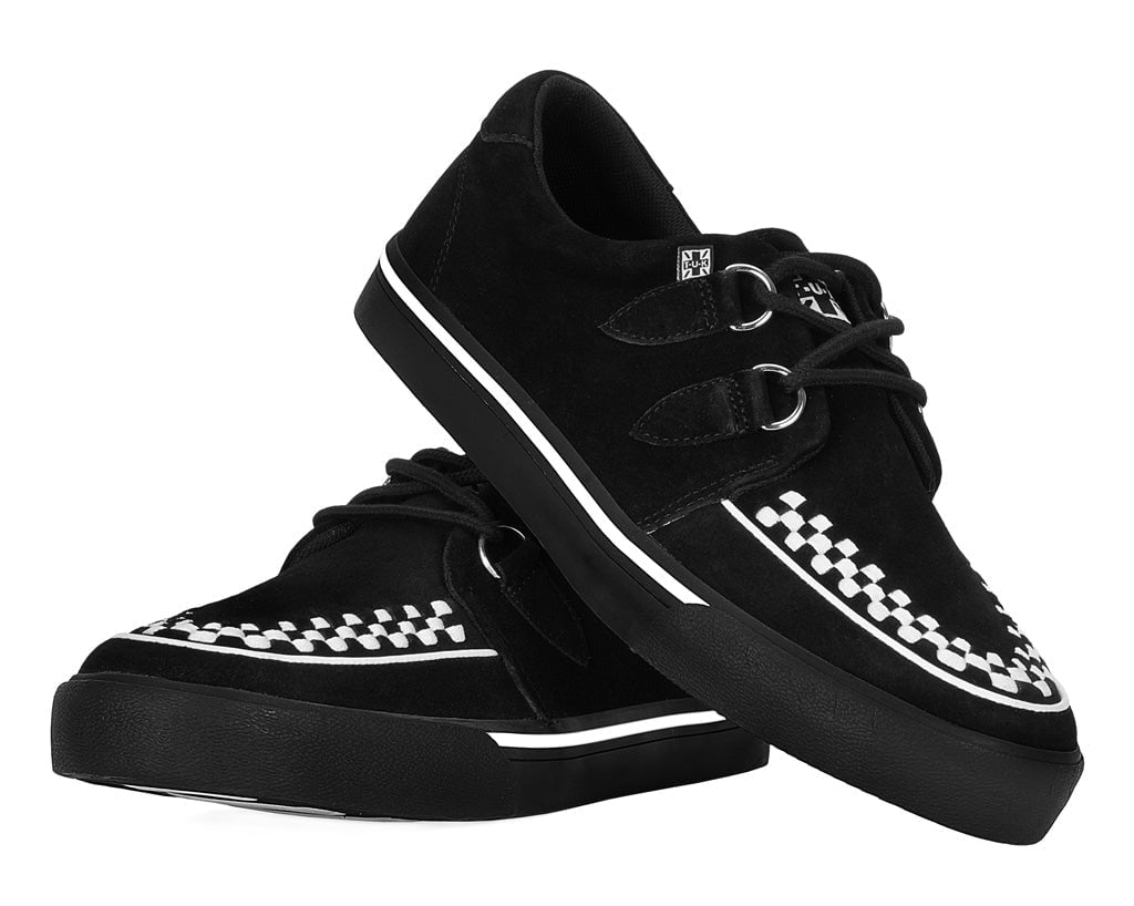 T.U.K. Shoes A9182 Black Suede White Interlace Sneaker
