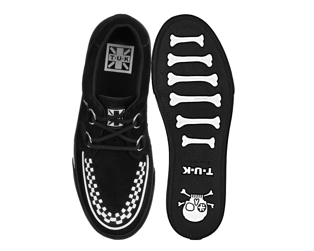 T.U.K. Shoes A9182 Black Suede White Interlace Sneaker