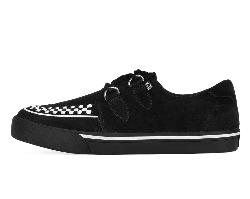 T.U.K. Shoes A9182 Black Suede White Interlace Sneaker