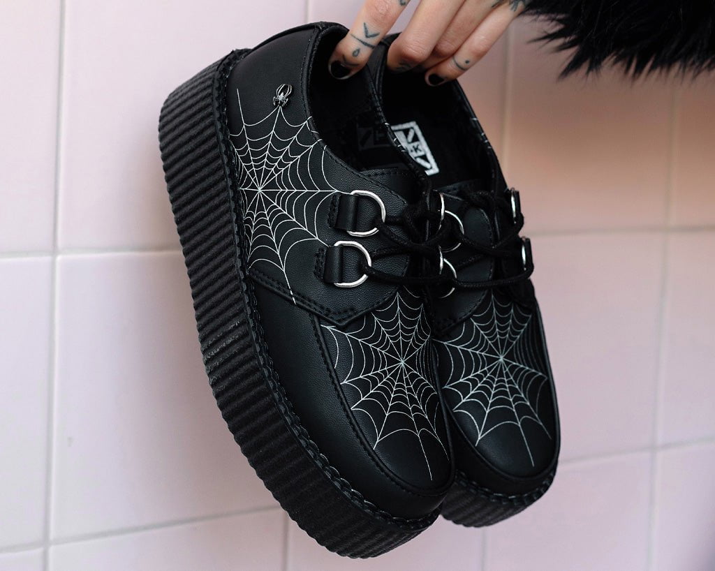 T.U.K. Shoes V9745 Black Glow Spiderweb Viva Mondo Creeper