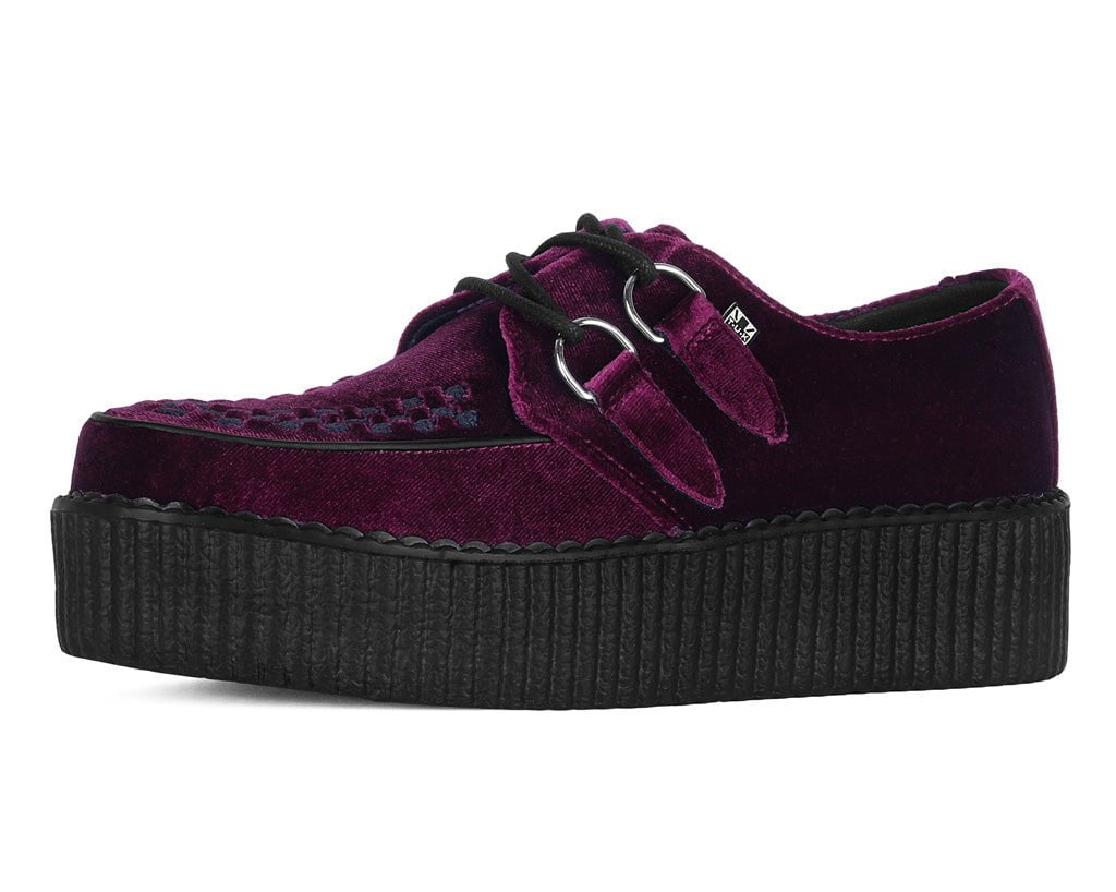 T.U.K. Shoes V8463 Burgundy Velvet Viva Mondo Creepers