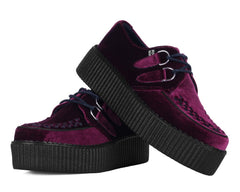 T.U.K. Shoes V8463 Burgundy Velvet Viva Mondo Creepers