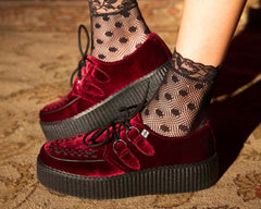 T.U.K. Shoes V8463 Burgundy Velvet Viva Mondo Creepers