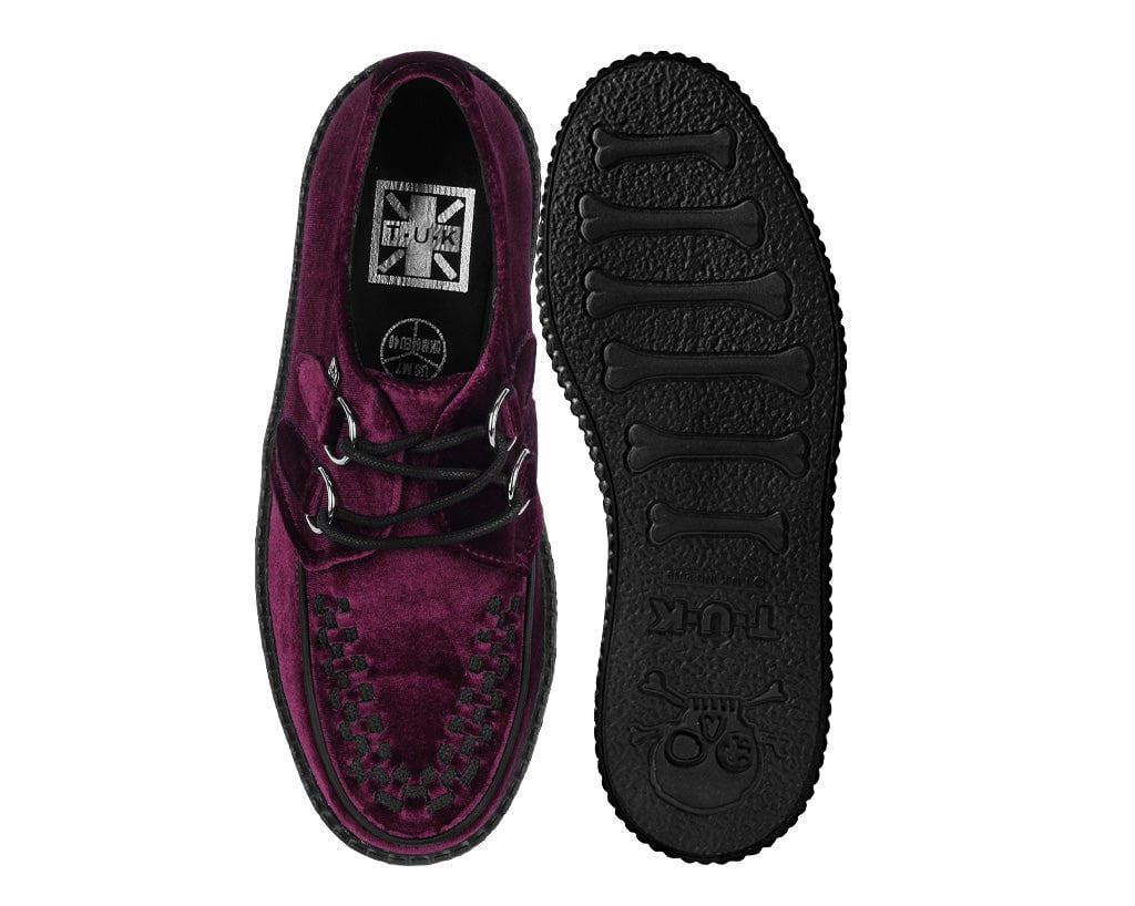 T.U.K. Shoes V8463 Burgundy Velvet Viva Mondo Creepers