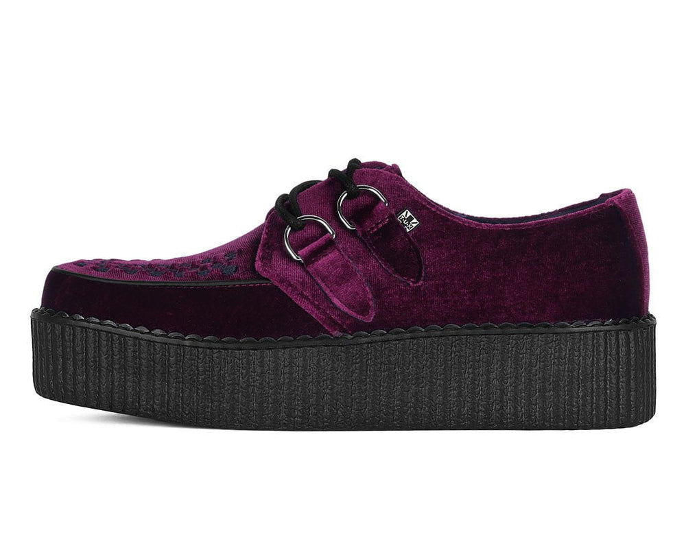 T.U.K. Shoes V8463 Burgundy Velvet Viva Mondo Creepers