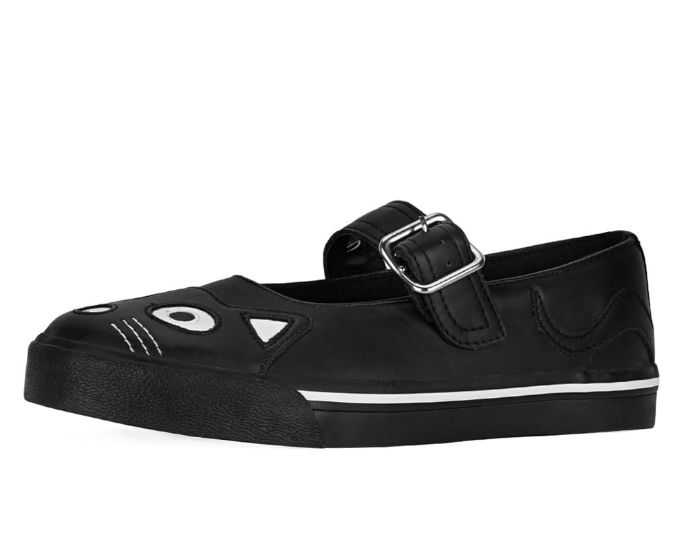 T.U.K. Shoes A9217L Black Kitty Face Mary Janes