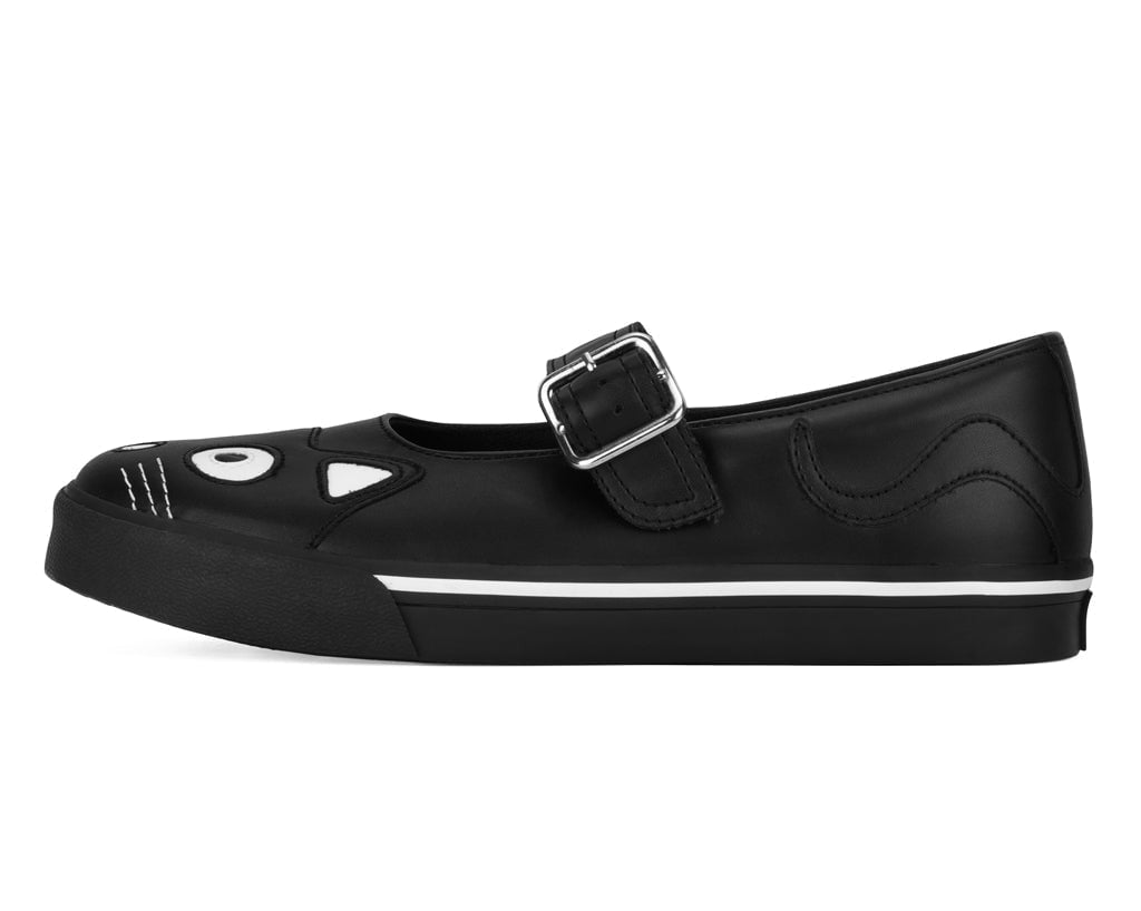 T.U.K. Shoes A9217L Black Kitty Face Mary Janes