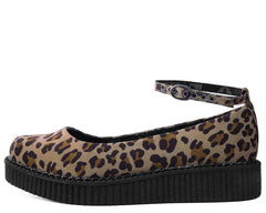 T.U.K. Shoes A9541L Leopard Pointed Ballet Ankle Strap Creeper
