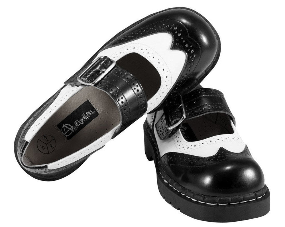 T.U.K. Shoes T1035 Black & White Brogue Mary Jane