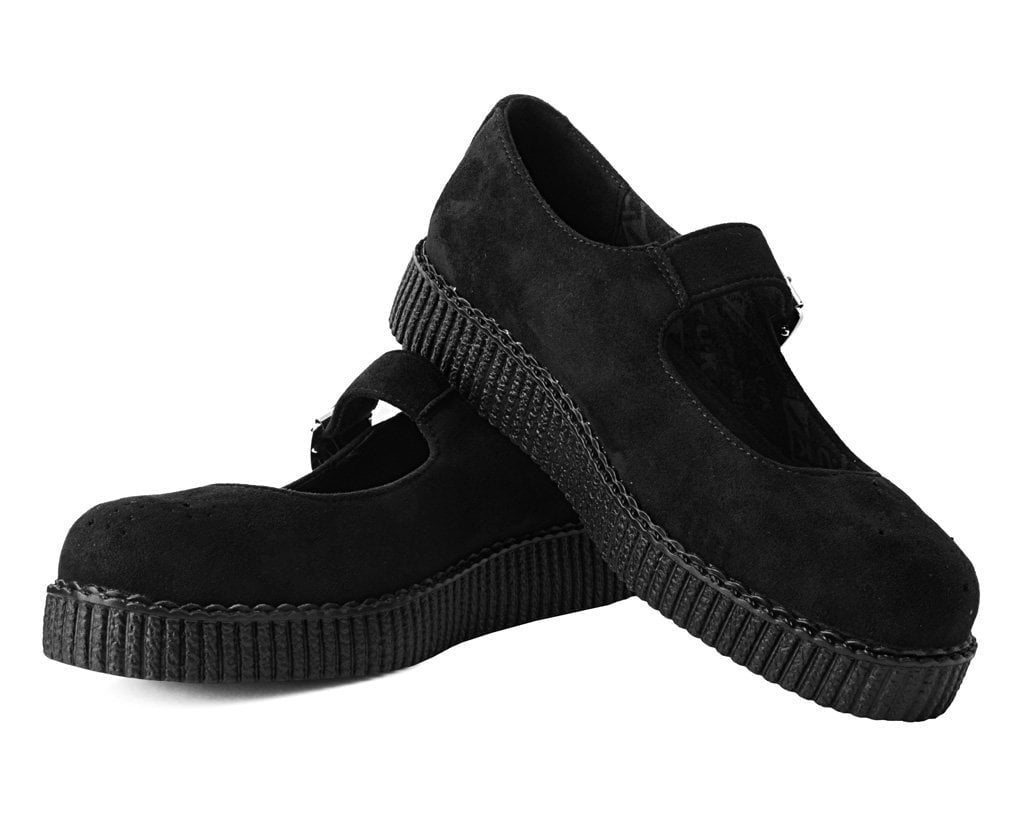 T.U.K. Shoes F9829L Black Faux Suede Viva Low Mary Jane