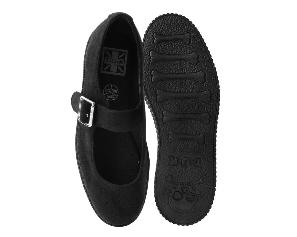 T.U.K. Shoes F9829L Black Faux Suede Viva Low Mary Jane