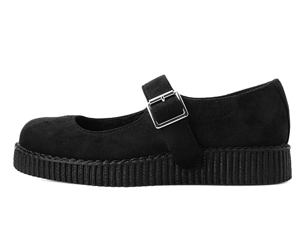 T.U.K. Shoes F9829L Black Faux Suede Viva Low Mary Jane