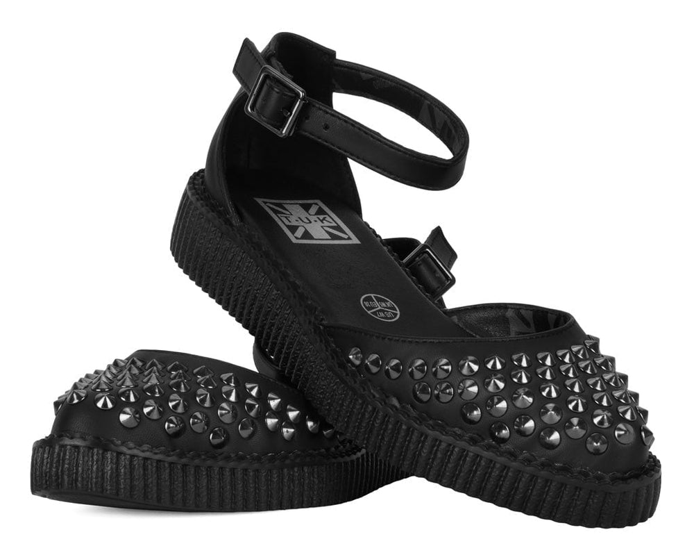 T.U.K. Shoes A9575L Black TUKskin™ Pointed Studded Sandal