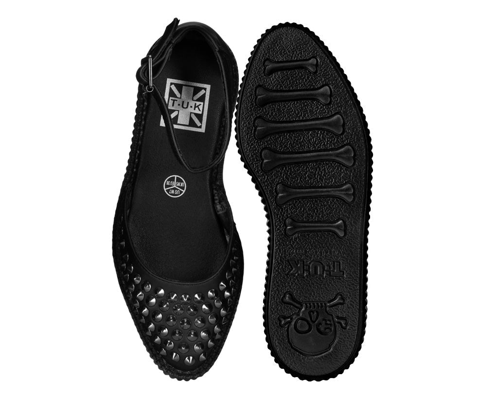 T.U.K. Shoes A9575L Black TUKskin™ Pointed Studded Sandal