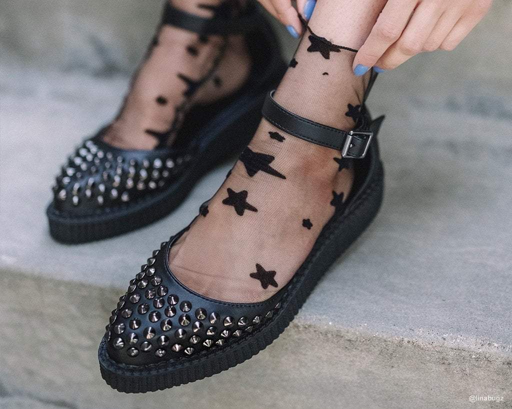 T.U.K. Shoes A9575L Black TUKskin™ Pointed Studded Sandal